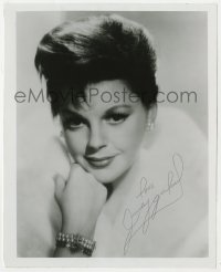3d878 JUDY GARLAND signed 8x10 REPRO still 1960s glamorous portrait wearing fur & jewelry!