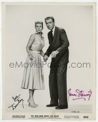 3d590 MAN WHO KNEW TOO MUCH signed 8x10.25 still 1956 by BOTH Doris Day AND James Stewart!