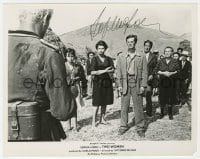 3d671 SOPHIA LOREN signed 8x10.25 still 1960 with Jean-Paul Belmondo & crowd in Two Women!
