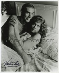 3d988 VALERIE LEON signed 8x10 REPRO still 1980s the sexy English actress in bed with Sean Connery!