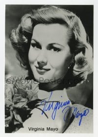 3d685 VIRGINIA MAYO signed 3.5x5 publicity still 1980s head & shoulders portrait of the pretty star!