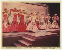 3d686 VIVIAN BLAINE signed color 8x10 still 1955 dancing on stage with other girls in Guys & Dolls!