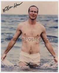 3d994 WILLIAM HURT signed color 8x10 REPRO still 1980s barechested close up standing in the ocean!