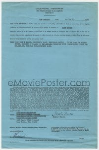 3d212 WALTER HUSTON signed contract 1949 paying off $42,000 of liabilities incurred by his son John!