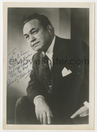 3d249 EDWARD G. ROBINSON signed deluxe 5x7 fan photo 1950s great portrait wearing suit & tie!