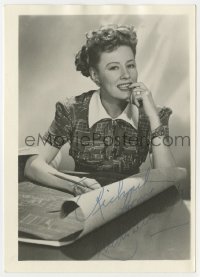 3d252 IRENE DUNNE signed deluxe 5x7 fan photo 1930s great portrait with blueprints & matching shirt!