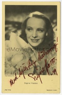 3d246 SIGNE HASSO signed German Ross postcard 1939 great portrait of the pretty Swedish actress!