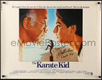 3d027 KARATE KID signed 1/2sh 1984 by Ralph Macchio, great image with Pat Morita as Mr. Miyagi!