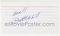 3d314 BRITT EKLAND signed 3x5 index card 1980s it can be framed & displayed with a repro!