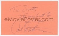 3d317 CARL WEATHERS signed 3x5 index card 1980s it can be framed & displayed with a repro!