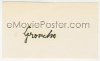 3d336 GROUCHO MARX signed 3x5 index card 1970s it can be framed & displayed with a repro!
