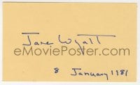 3d351 JANE WYATT signed 3x5 index card 1981 it can be framed & displayed with a repro!