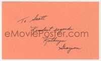 3d359 KATHRYN GRAYSON signed 3x5 index card 1980s it can be framed & displayed with a repro!