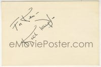 3d361 KIRK DOUGLAS signed 4x6 index card 1980s it can be framed & displayed with a repro!