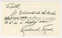 3d380 RICHARD RUSH signed 3x5 index card 1980s it can be framed & displayed with a repro!