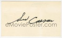 3d389 SID CAESAR signed 3x5 index card 1980s it can be framed & displayed with a repro!