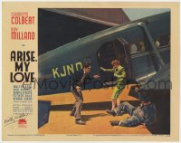 3d138 ARISE MY LOVE signed LC 1940 by Billy Wilder, c/u of Claudette Colbert & Ray Milland by plane!