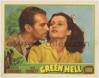 3d142 GREEN HELL signed LC #7 R1947 by Douglas Fairbanks Jr., who's close up with Joan Bennett!