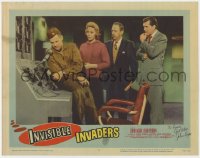 3d146 INVISIBLE INVADERS signed LC #5 1959 by John Agar, who's with others by control panel!