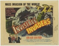 3d147 INVISIBLE INVADERS signed TC 1959 by John Agar, an unearthly enemy defying modern science!