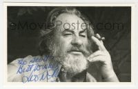 3d276 LEO MCKERN signed 4x6 photo 1980s great head & shoulders close up holding cigar!