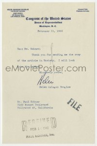 3d218 HELEN GAHAGAN signed letter 1946 when she was a member of Congress on her stationery!