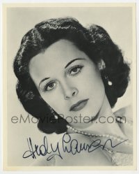 3d839 HEDY LAMARR signed 8x10 REPRO still 1990s portrait with pearl necklace & earrings!