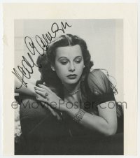 3d194 HEDY LAMARR signed 9x10 cut book page 1990 close portrait of the beautiful leading lady!