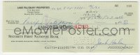 3d236 JACK HALEY signed 3x8 canceled check 1966 the Tin Man paid $40 to Pacific Telephone company!