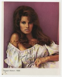 3d196 RAQUEL WELCH signed book page 1980s sexy portrait of her in skimpy outfit from 1968!