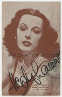 3d297 HEDY LAMARR signed 4x6 postcard 1939 great portrait when she made I Take This Woman!