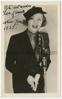 3d300 LEA KARINA signed 4x6 postcard 1955 great portrait singing into NBC radio microphone!