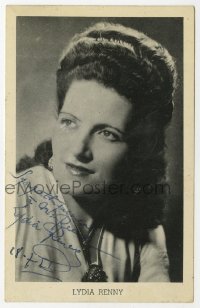 3d301 LYDIA RENNY signed 4x6 postcard 1940s close portrait of the pretty Belgian singer!