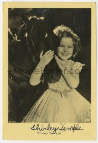 3d306 SHIRLEY TEMPLE signed 4x6 German postcard 1930s portrait of the adorable child star w/ horse!