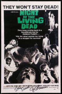 3d038 GEORGE ROMERO signed 11x17 REPRO poster 2001 one-sheet image from Night of the Living Dead!