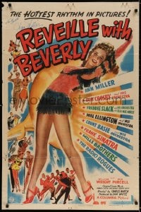 3d134 REVEILLE WITH BEVERLY signed 1sh 1943 by Ann Miller, she's the hottest thing in pictures!