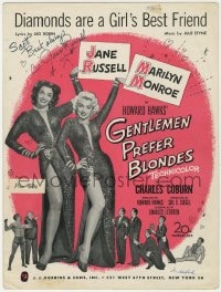 3d169 JANE RUSSELL signed sheet music 1953 Diamonds are a Girl's Best Friend, Gentlemen Prefer Blondes