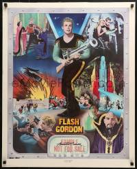3d032 BUSTER CRABBE signed 24x30 special poster 1977 cool montage of Flash Gordon images!