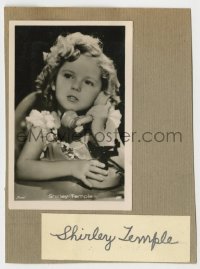3d427 SHIRLEY TEMPLE signed 1x3 cut album page on 4x5 display 1930s matted with German Ross photo!