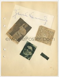 3d742 ZARAH LEANDER signed 3x5 cut album page 1930s includes newspaper clippings with images!