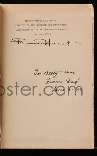 3d066 FANNIE HURST signed limited first edition hardcover book 1931 Back Street, #203/250!