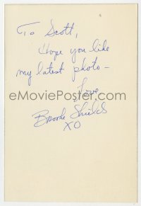3d260 BROOKE SHIELDS signed 4x6 photo 1980s sexy waist-high portrait with great hair!