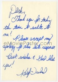 3d225 KATHY IRELAND signed letter 1990s includes a portrait of the sexy model topless in the ocean!