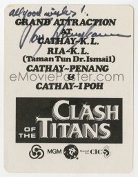 3d414 RAY HARRYHAUSEN signed Malaysian 4x5 promo card 1981 Clash of the Titans, Hildebrandt art!