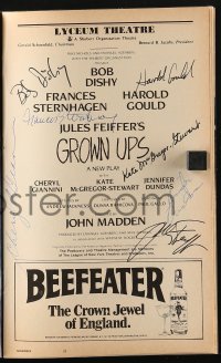 3d121 GROWN UPS signed playbill 1981 by Bob Dishy, Frances Sternhagen, Harold Gould + 4 more!