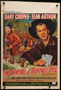 3f368 PLAINSMAN Belgian R1950s great art of Gary Cooper & Jean Arthur, Cecil B. DeMille