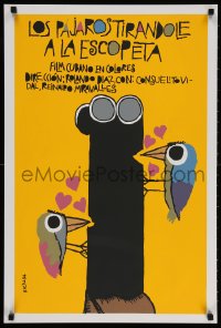 3f180 LOS PAJAROS TIRANDOLE A LA ESCOPETA silkscreen Cuban 1984 Eduardo Munoz Bachs art of wacky birds!