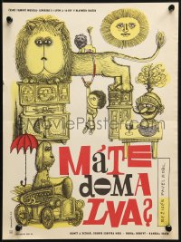 3f299 MATE DOMA LVA Czech 11x15 1966 do you have a lion at home, great feline art by Jan Brychta!