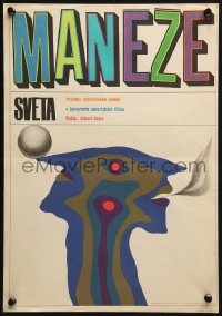 3f308 RINGS AROUND THE WORLD Czech 12x16 1966 Don Ameche, bizarre Kaplan art of circus act!