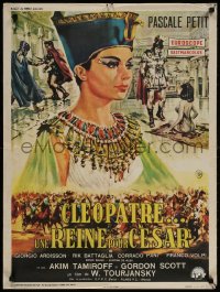 3f678 QUEEN FOR CAESAR French 24x32 1963 great Casaro art of sexy Pascale Petit as Cleopatra!